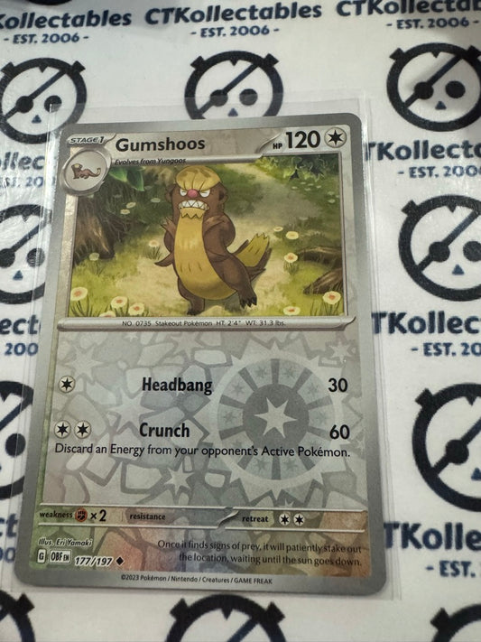 Gumshoos Reverse Holo #177/197 2023 Obsidian Flames Pokemon Card