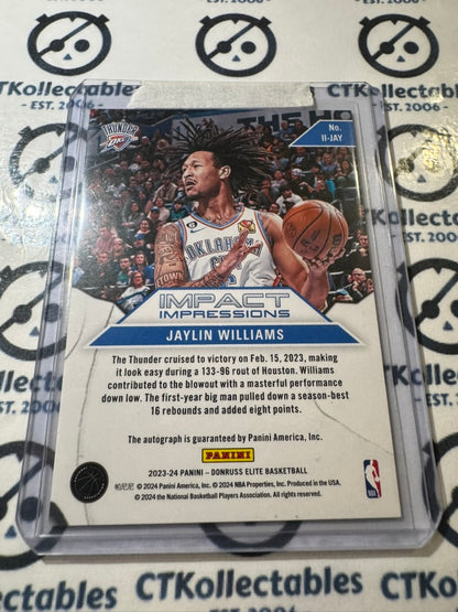 2023-24 NBA Panini Donruss Elite Jaylin Williams Impact Impression Auto II-JW