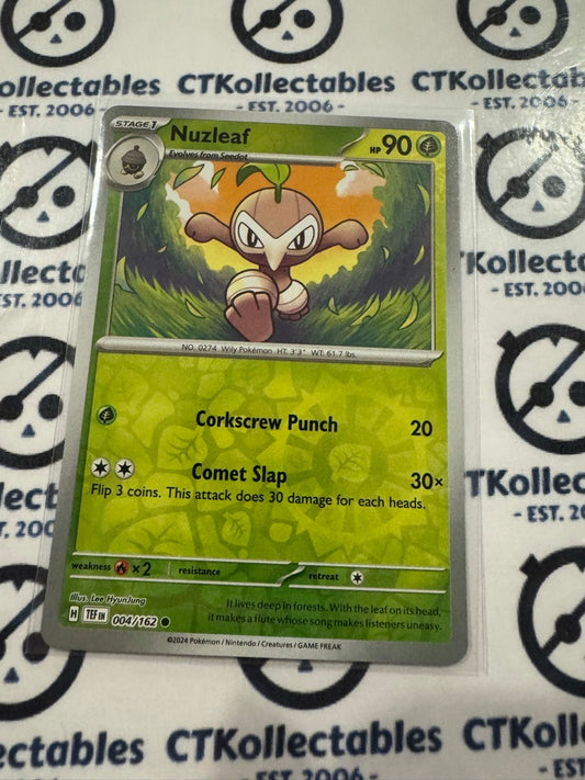 Nuzleaf Reverse Holo Scarlet & Violet Temporal Forces # 004/162 Pokemon