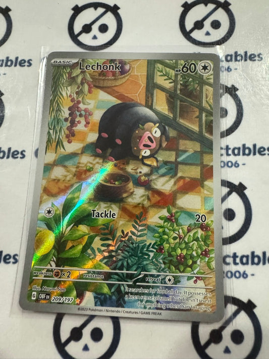 Lechonk Illustration Rare #209/197 Obsidian Flames Pokemon Card