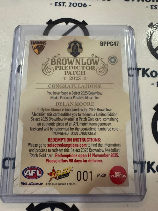 2025 AFL Footy Stars Dylan Moore Brownlow Gold Patch Predictor #BPP47 #001/220