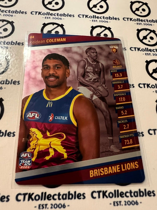 2024 AFL Teamcoach Silver Card #04 Keidean Coleman Lions