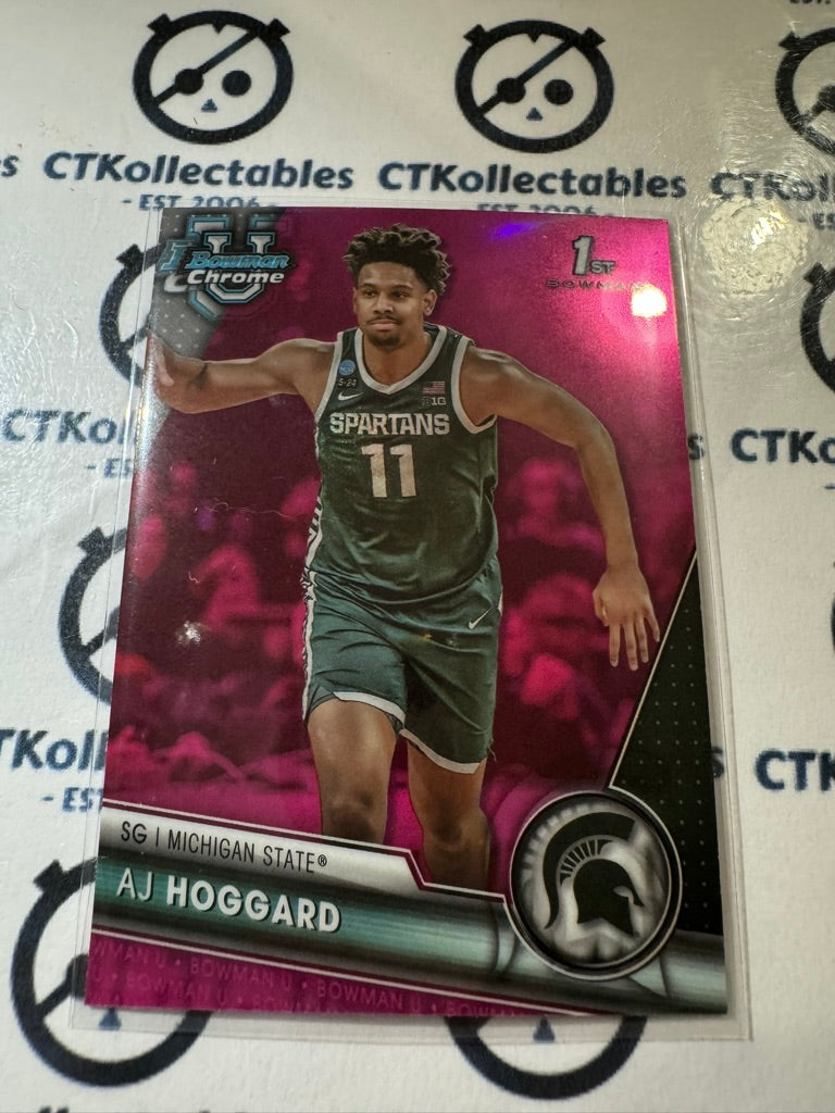 2023/24 Bowman Chrome University AJ Hoggard #5 Pink Refractor