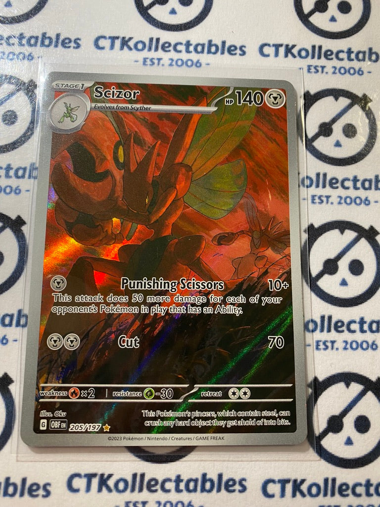 Scizor Illustration Rare #205/197 2023 Obsidian Flames Pokemon Card