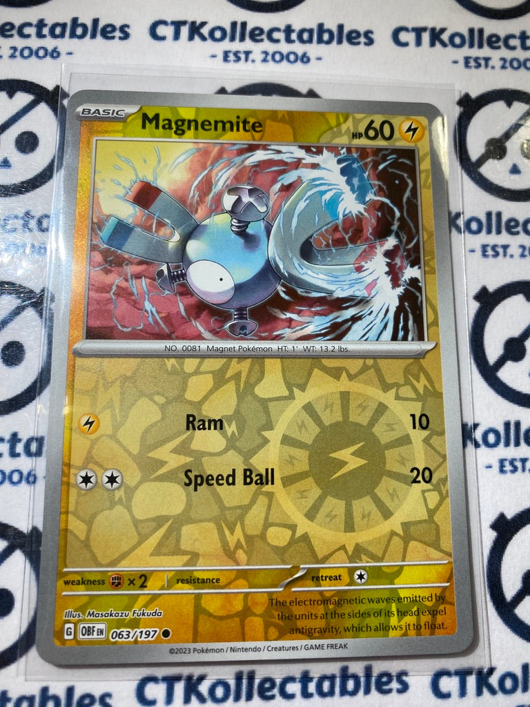 Magnemite Reverse Holo #063/197 2023 Obsidian Flames Pokemon Card