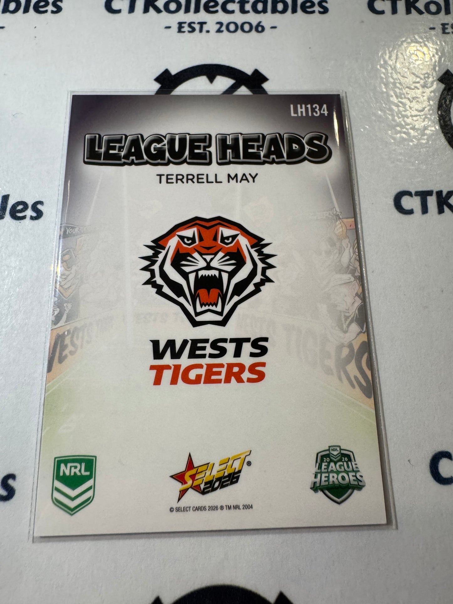2026 Select NRL League Heroes League Heads #LH134 Terrell May Tigers