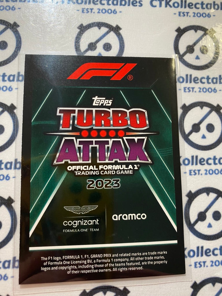 2023 Topps Turbo Attax F1 -Foil Fernando Alonso 100 Club Foil #351 Aston Martin