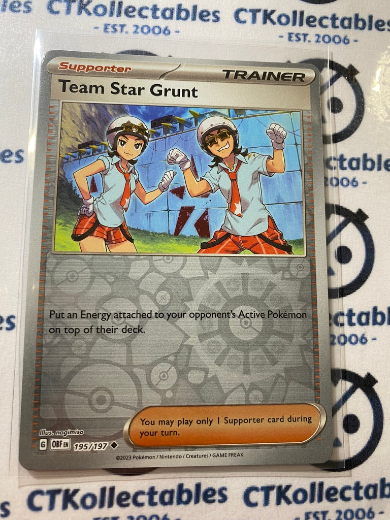 Team Star Grunt Trainer Reverse Holo #195/197 2023 Obsidian Flames Pokemon Card