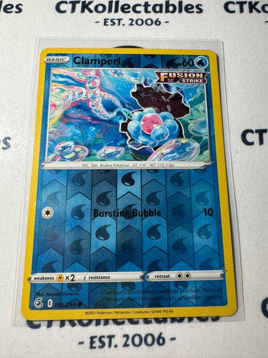 Clamperl Reverse Holo #065/264 2021 Sword & Shield Fusion Strike Pokemon Card