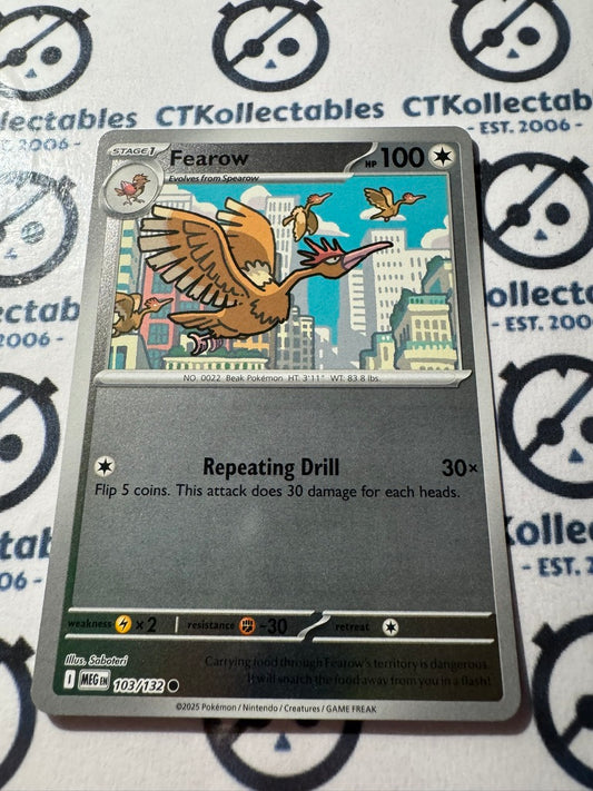Fearow Reverse Holo #103/132 Mega Evolution Pokemon