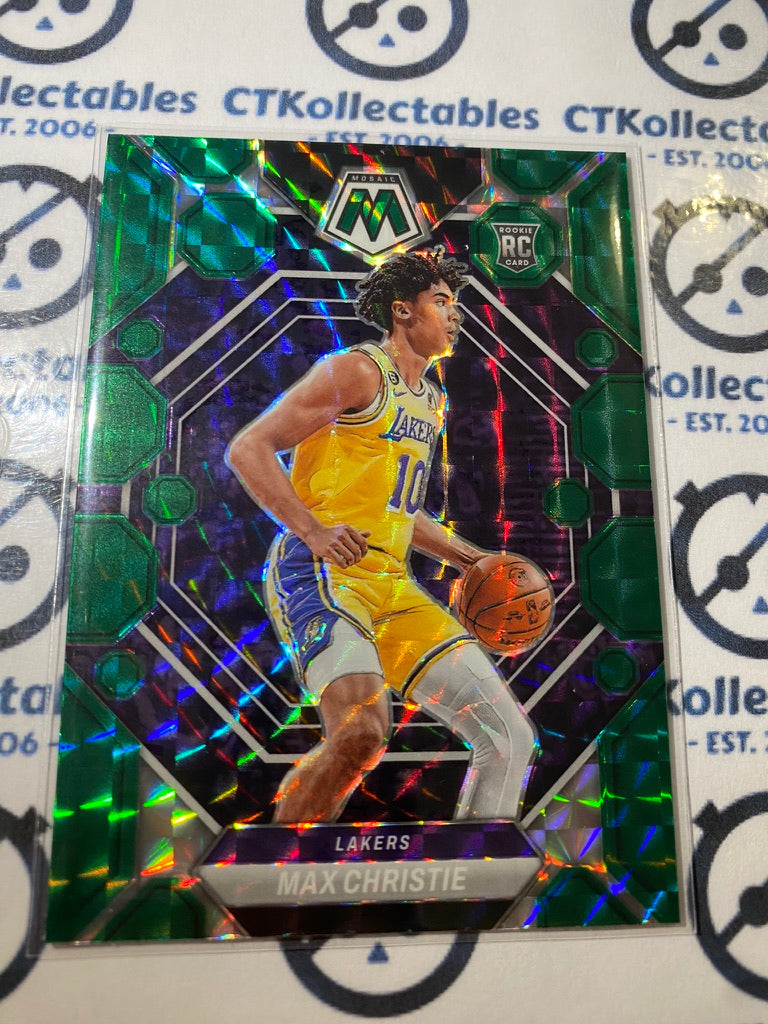 2022-23 Panini NBA Mosaic Max Christie Rookie Card RC Green Prizm #229 Lakers