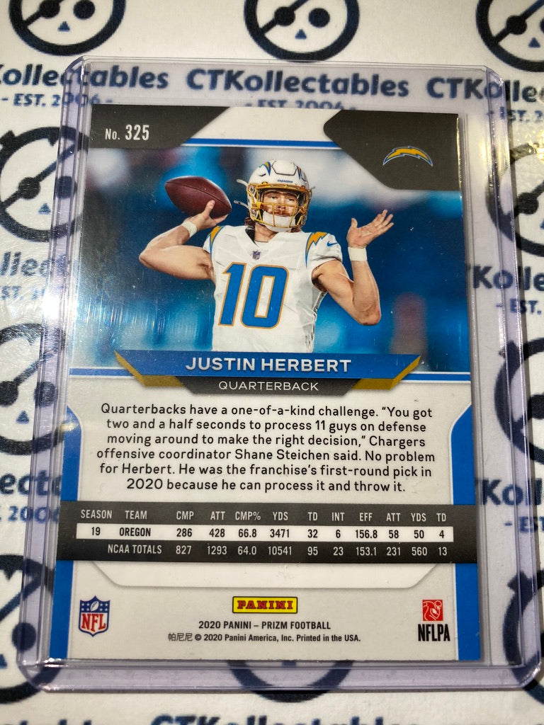 2020 NFL Prizm Justin Herbert rookie card #325 RC Chargers