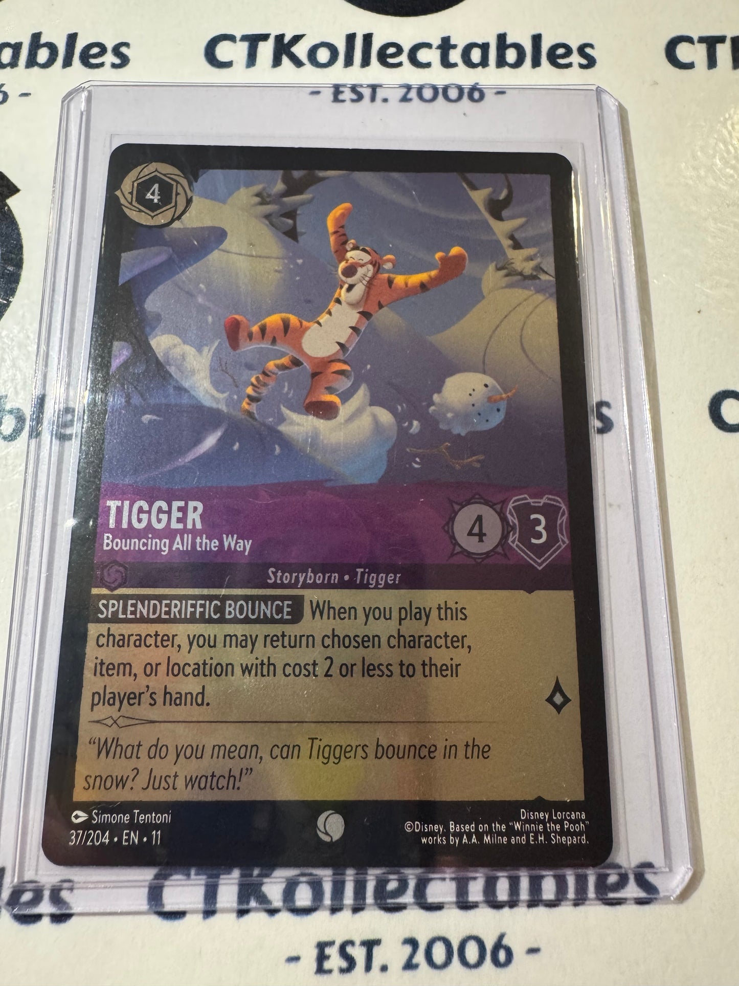 Disney Lorcana Winterspell 37/204 Tigger – Bouncing All the Way COLD FOIL C