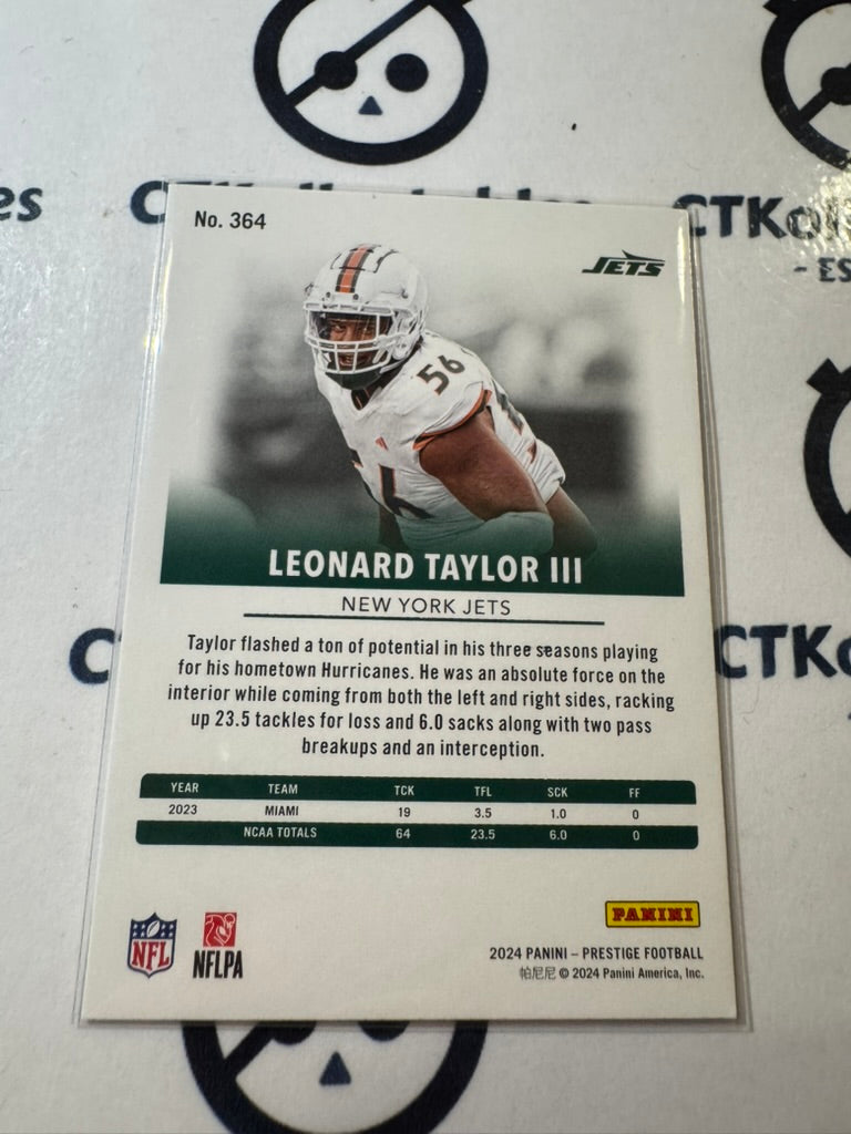 2024 NFL Prestige Rookie Card #364 Leonard Taylor III New York Jets