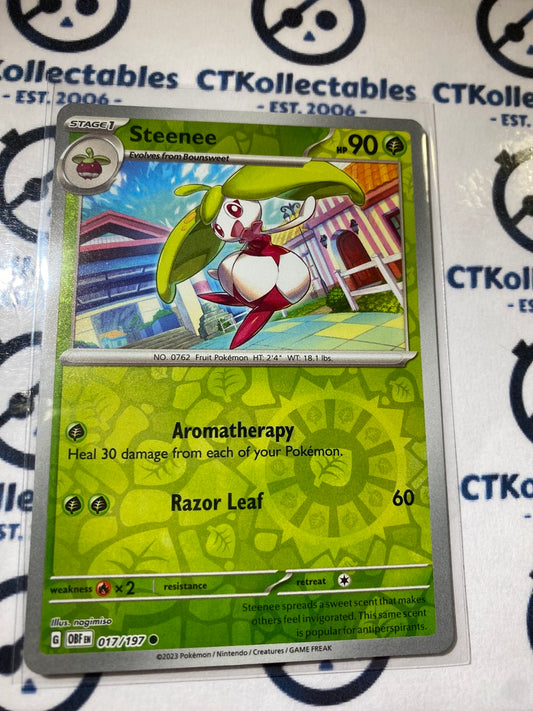 Steenee Reverse Holo #017/197 2023 Obsidian Flames Pokemon Card