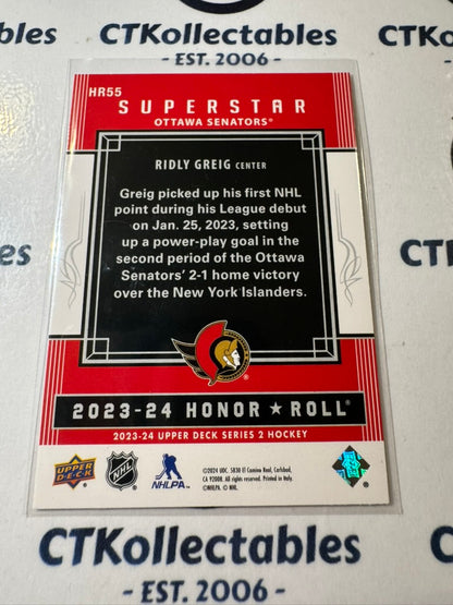 2023-24 NHL Upper Deck Series 2 Ridly Greig Honor Roll HR55 Senators