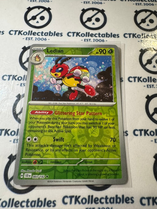 Ledian Reverse Holo #003/142 Stellar Crown Scarlet & Violet Pokemon