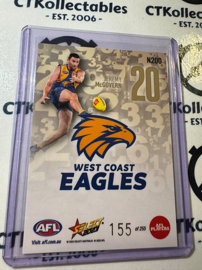 2023 AFL Footy Stars NUMBERS Jeremy McGovern N200 #155/255 Eagles