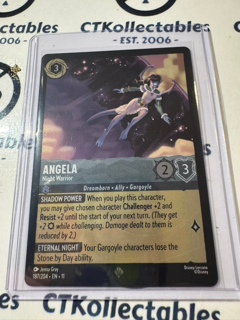 Disney Lorcana Winterspell 187/204  Angela – Night Warrior COLD FOIL Super Rare