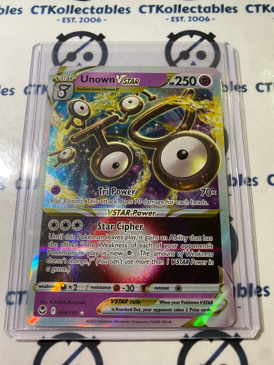 Unown VStar Ultra Rare #066/195 2022 Sword & Shield Silver Tempest Pokemon Card