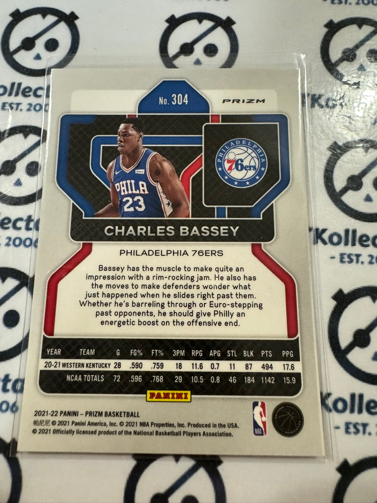 2021-22 NBA Panini Prizm Charles Bassey Green Prizm #304 76ers