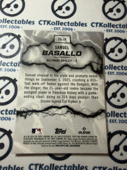 2026 Bowman Electric Sluggers ES-10 Samuel Basallo RC Orioles