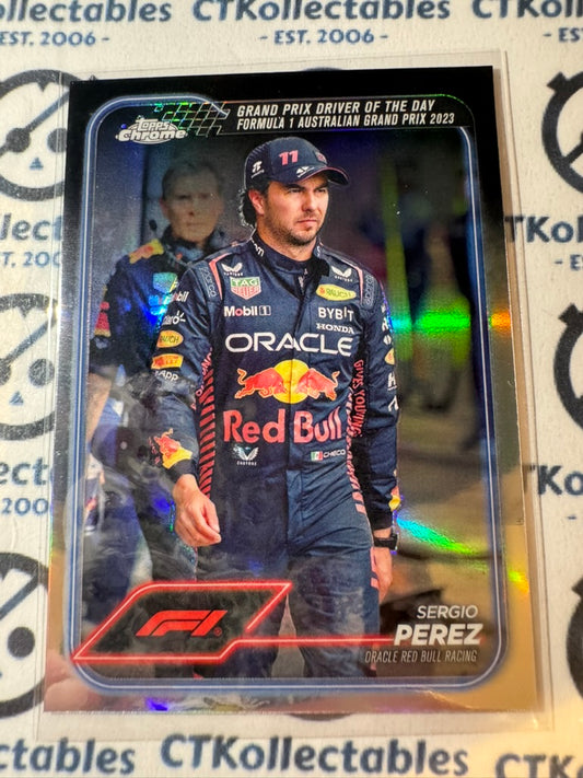 2024 Topps Chrome F1 Sergio Perez Silver Refractor "Driver of the day" #161