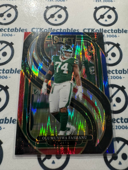 2024 NFL Select Olumuyiwa Fashanu Premier Red White Blue Shock RC #192 Jets