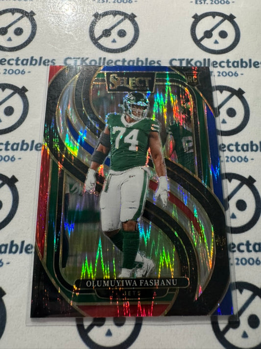 2024 NFL Select Olumuyiwa Fashanu Premier Red White Blue Shock RC #192 Jets