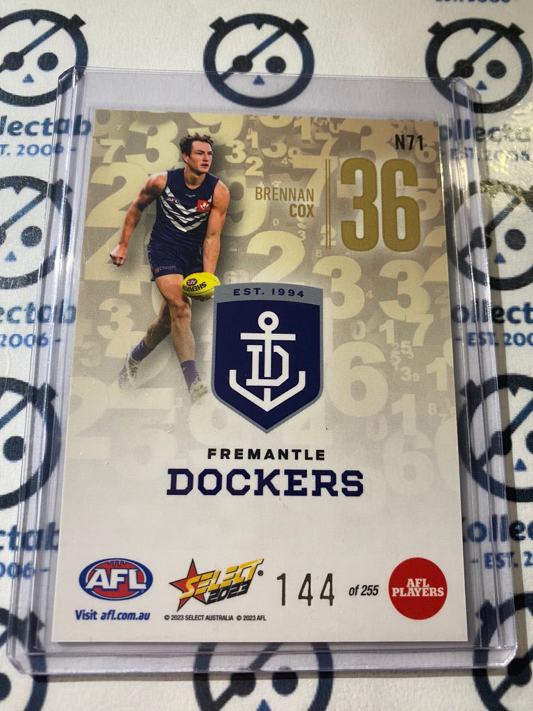 2023 AFL Footy Stars NUMBERS Brennan Cox N71 #144/255 Dockers