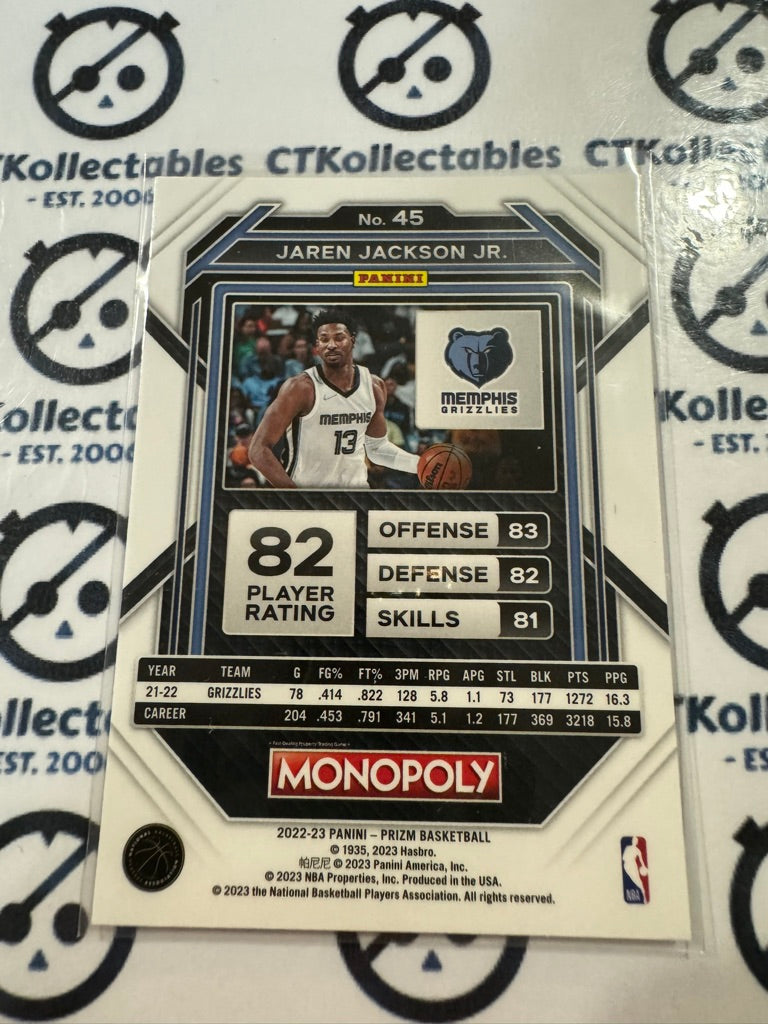 2022-23 NBA Panini Prizm Monopoly Jaren Jackson Jr. Base #45 Grizzlies