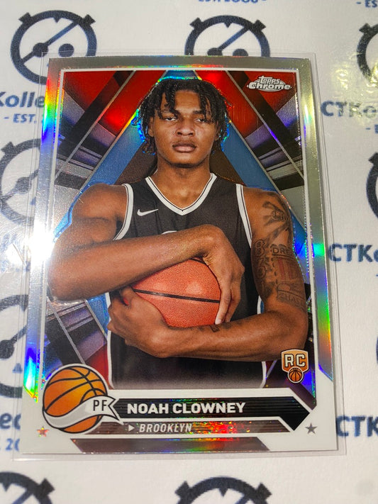 2023/24 Topps NBA Chrome Noah Clowney Rookie RC Silver Refractor #180 Nets