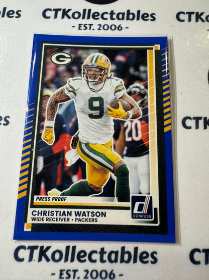 2025 NFL Panini Donruss Press Proof Blue #234 Christian Watson Packers