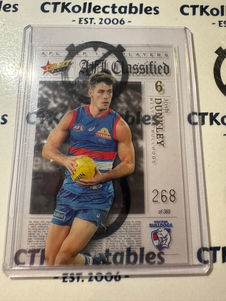 2023 AFL Footy Stars Josh Dunkley AC6 Classified #268/365 Bulldogs