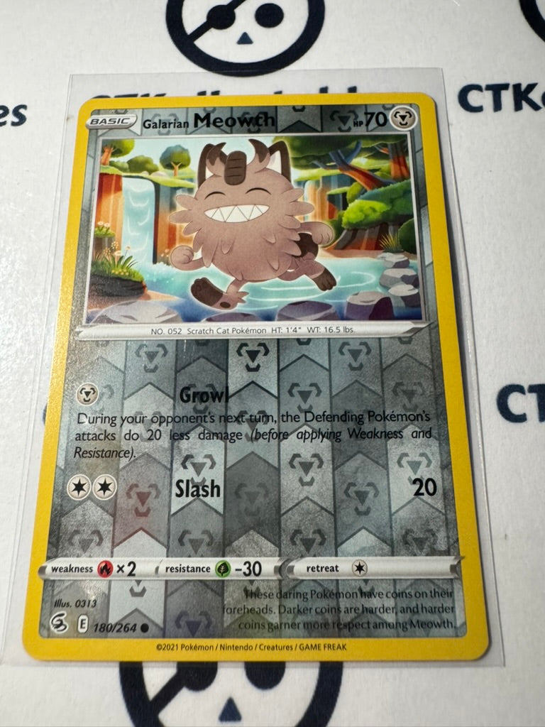 Galarian Meowth Reverse Holo #180/264 Sword & Shield Fusion Strike Pokemon