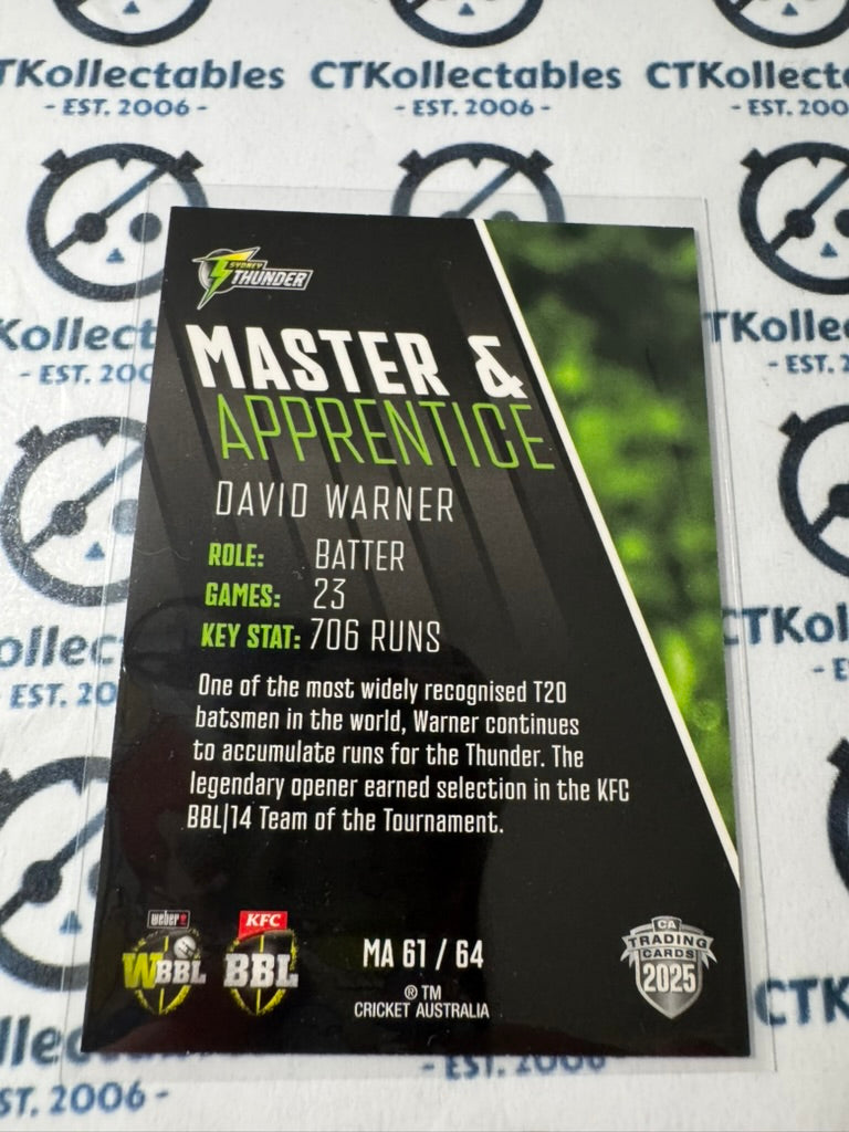2025/26 CA Cricket Traders David Warner Master & Apprentice MA61/64 Thunder