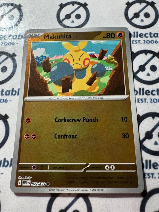 Makuhita Reverse Holo #072/132 Mega Evolution Pokemon