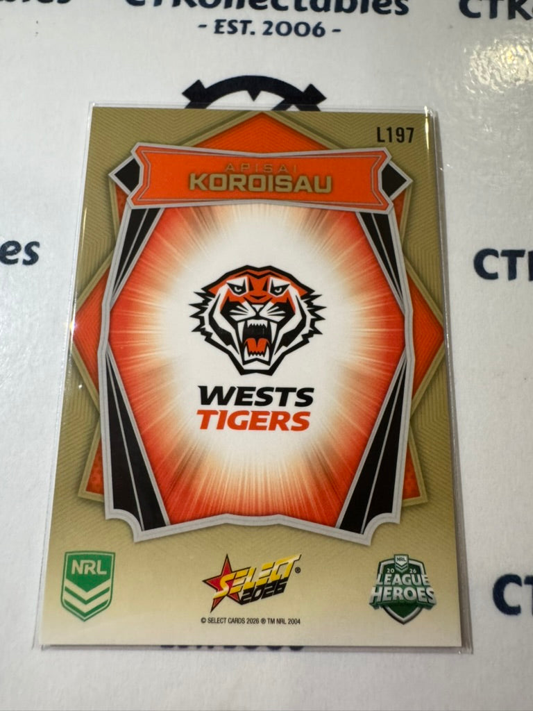 2026 Select NRL League Heroes Luminous Base #L197 Apisai Koroisau Tigers