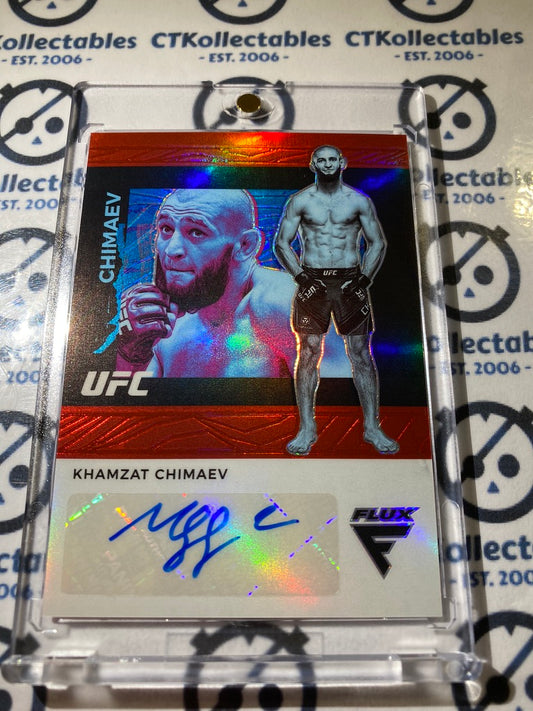 2022 UFC Panini Chronicles FLUX Khamzat Chimaev Red Prizm Auto (dint)