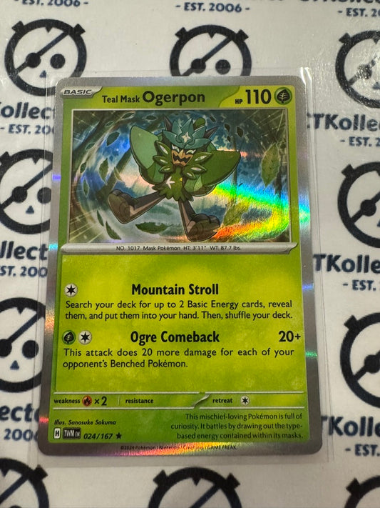 Teal Mask Ogerpon Holo Rare #024/167 Twilight Masquerade Pokemon Card