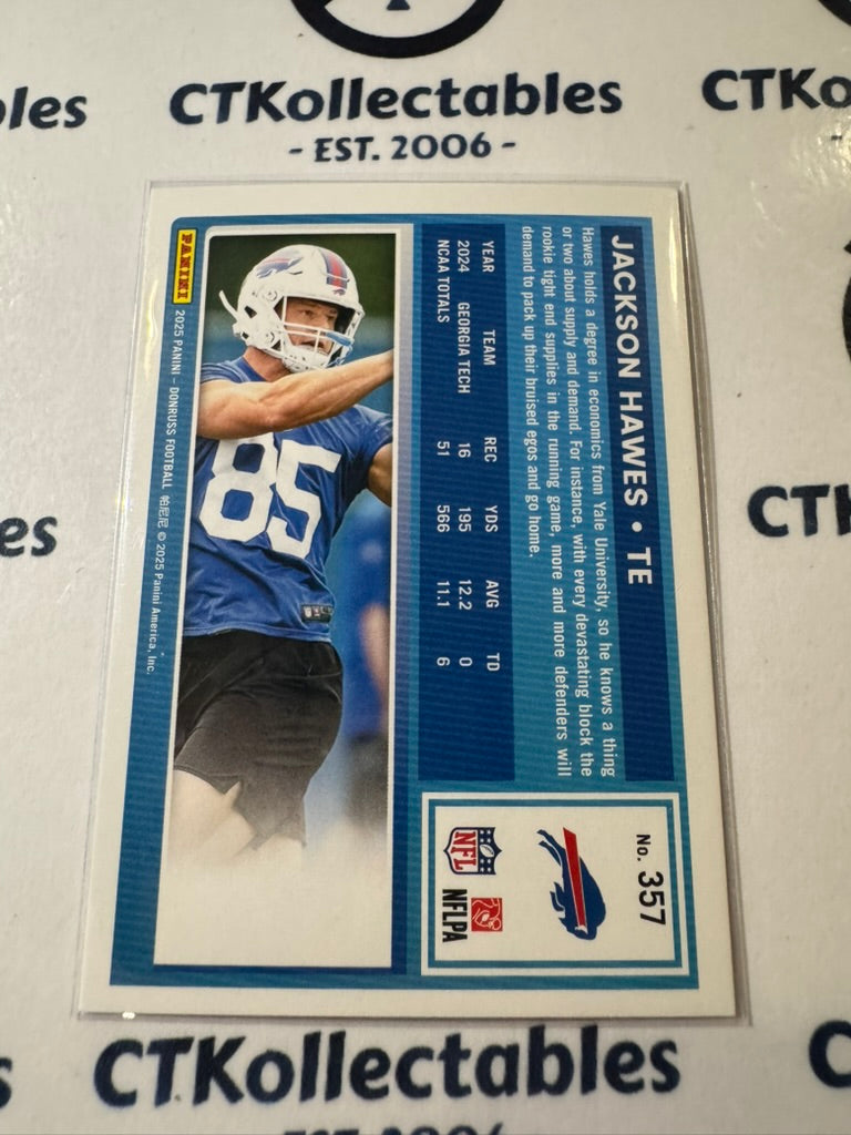 2025 NFL Panini Donruss Press Proof Blue #357 Jackson Hawes Rated rookie Bills