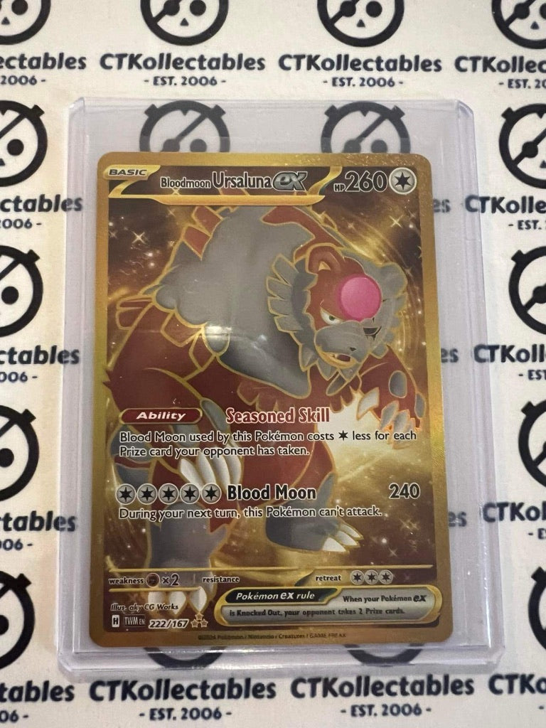 Bloodmoon Ursaluna EX Gold Secret Rare #222/167 Twilight Masquerade Pokemon Card