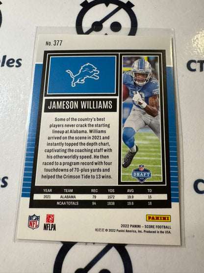2022 NFL Score Gold #377 Jameson Williams Rookie Card Lions