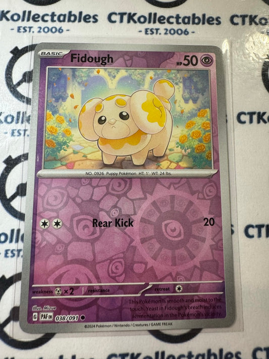 Fidough Reverse Holo #038/091 2024 Paldean Fates Pokemon Card