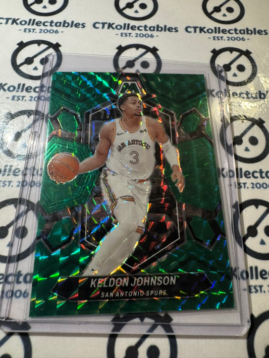 2023-24 NBA Panini Mosaic Keldon Johnson Green Prizm #119 Spurs