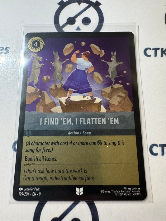Disney Lorcana Fabled COLD FOIL 199/204 I Find ’em, I Flatten ’em UC