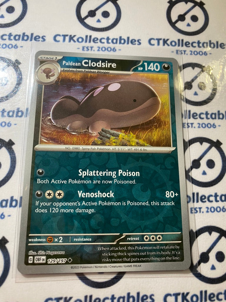 Paldean Clodsire Reverse Holo #129/197 2023 Obsidian Flames Pokemon Card