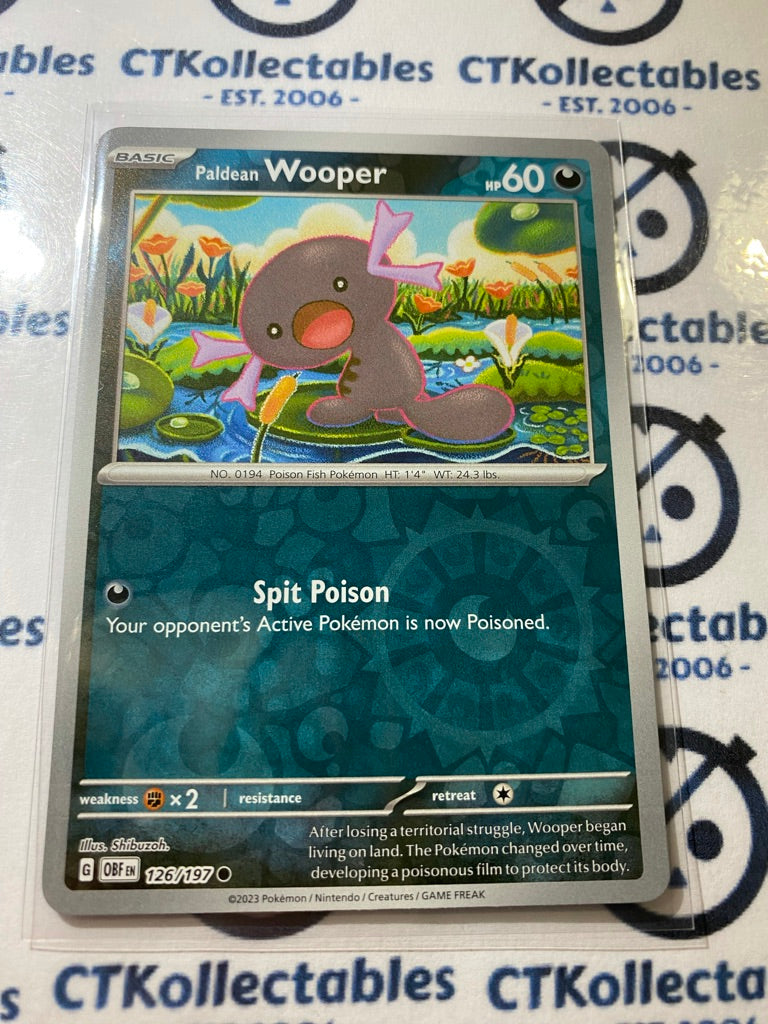 Paldean Wooper Reverse Holo #126/197 2023 Obsidian Flames Pokemon Card