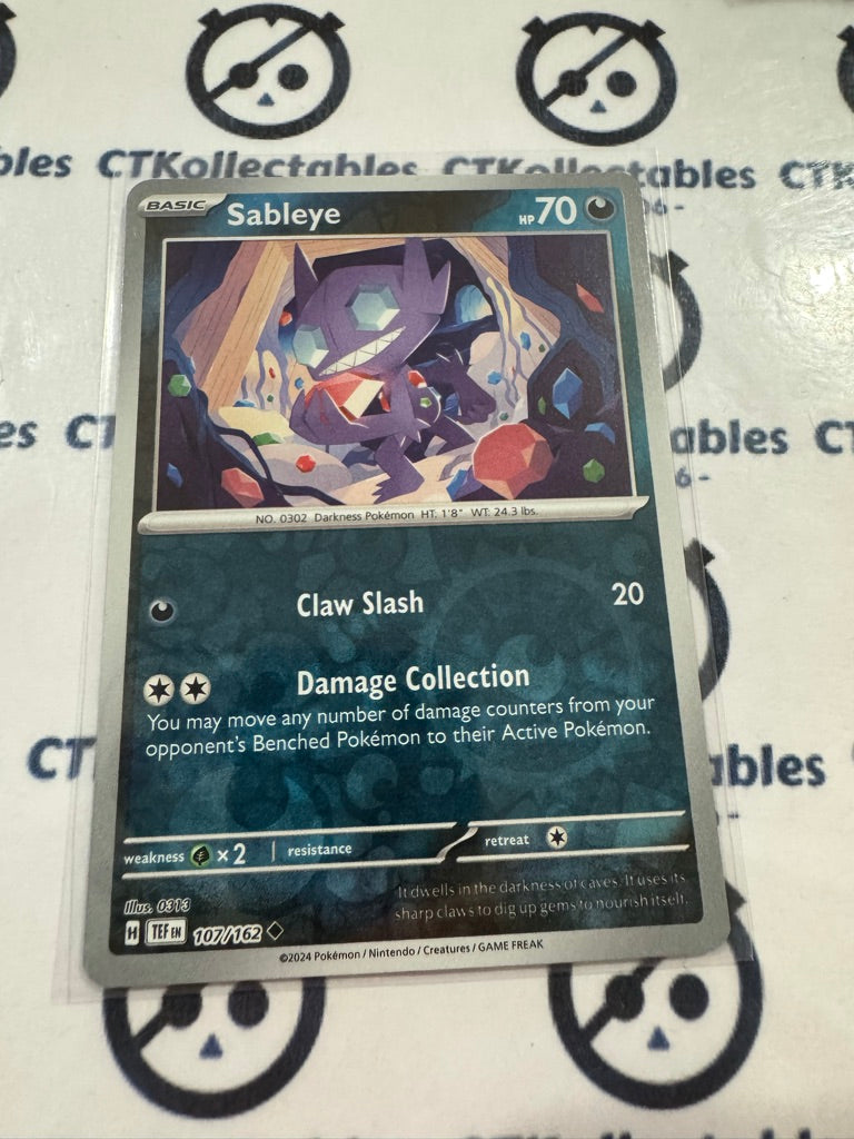 Sableye Reverse Holo Scarlet & Violet Temporal Forces # 107/162 Pokemon