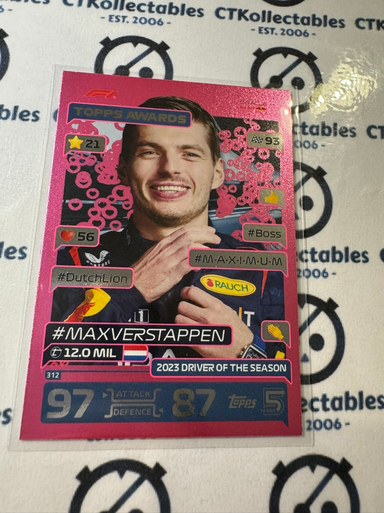 2024 Topps Turbo Attax F1 - Topps Awards Max Verstappen Pink Foil #312